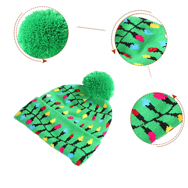 Light Up Christmas Hat， Christmas Beanie Hat with LED Lights