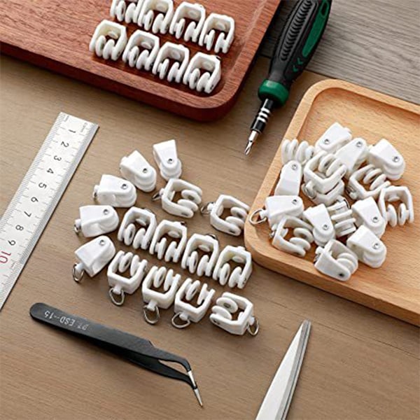 Gardinskena Rullar Tak Gardinskena Krokar Flexibla Böjbara Clips 11 mm Vit Plast Draperiskena Glidare med Krokar för Duschdraperi 40pcs