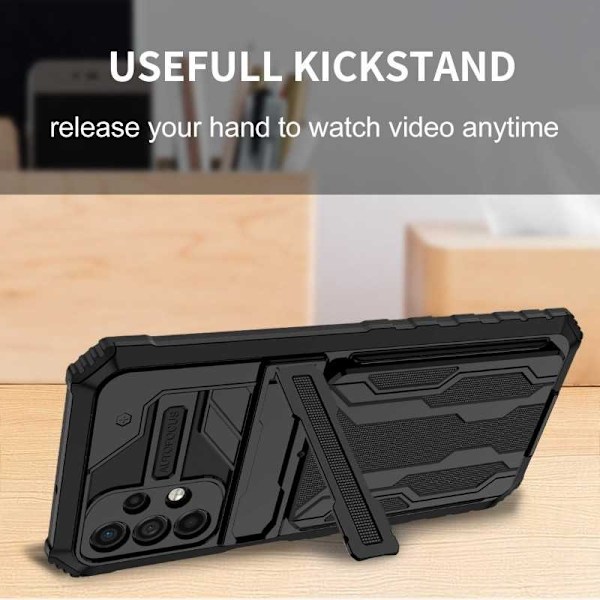 Samsung A32 5G Stöttåligt Skal Kickstand & Kortfack ThinArmor V3 Svart
