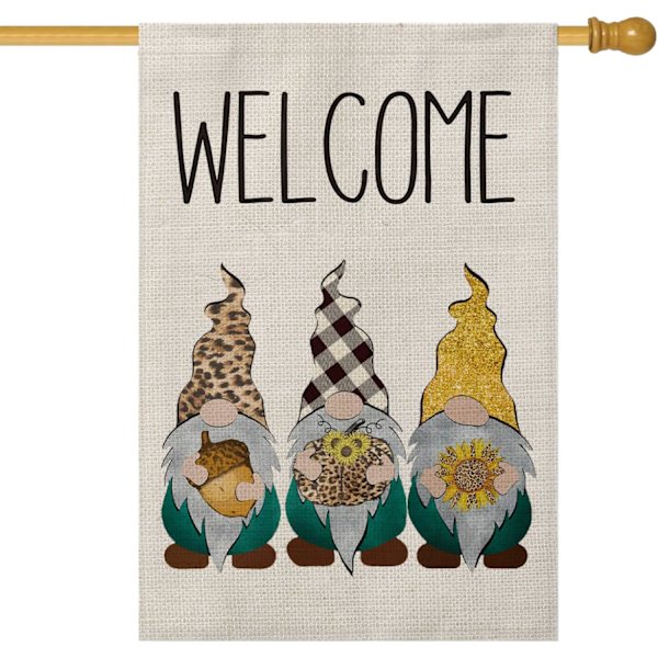 AVOIN Welcome Fall Leopard Buffalo Plaid Gnomes Hazelnut