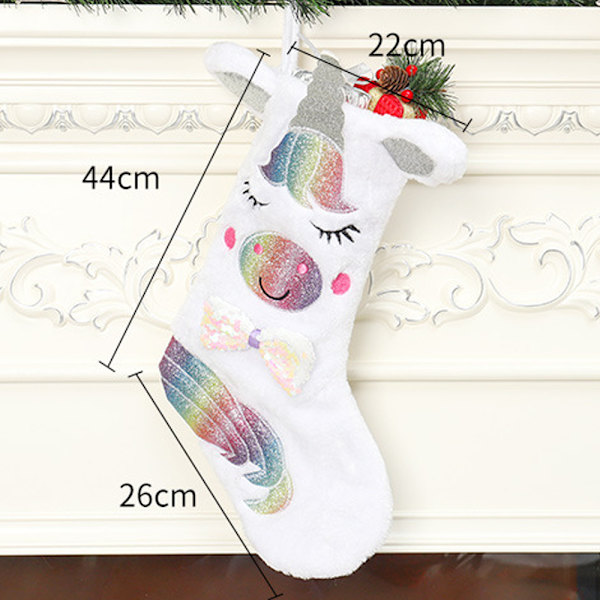 Unicorn Christmas Stocking with LED Light,Candy Bag for Gifts