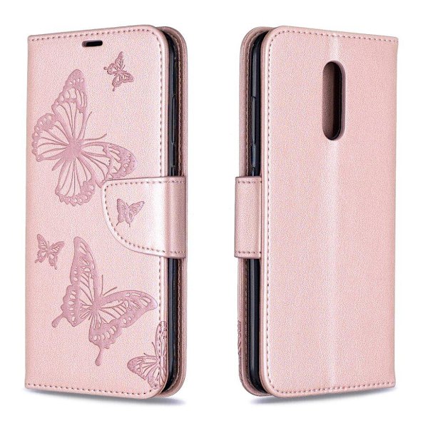 Butterfly läder Nokia 3.2 fodral - Rosa Rosa