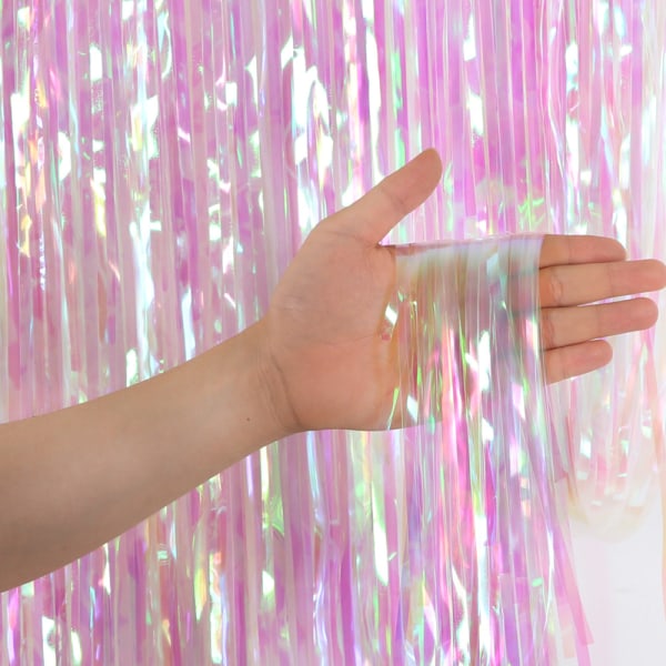 2 Pack 1x 3 M Tinsel Foil Fringe Curtains Backdrop, for Party