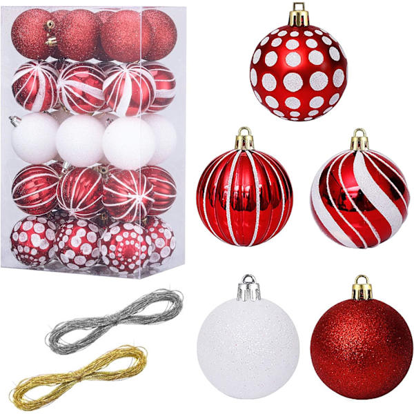 30Pcs Red Christmas Balls Ornaments for Christmas Tree,