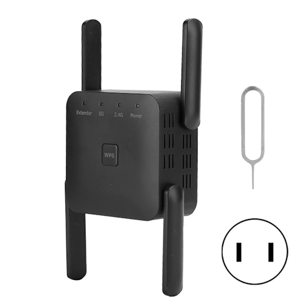 Trådlös WiFi Repeater Signal Amplifier Remote Expander Tillbehör 2.4G/5G 300Mbps 100–240V US-kontakt