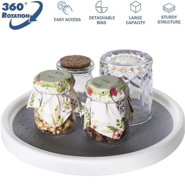 Maximerar Utrymmesorganisatör, Elegant Design Halkfri Lazy Susan Vridbricka För Enkel 360° Rotation, Högkvalitativ Plast 2-Vånings Köksvridbricka