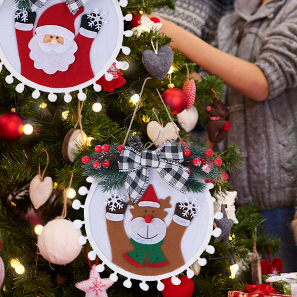 Christmas Wreaths Decor , Hanging Sign with Ribbon Bow and