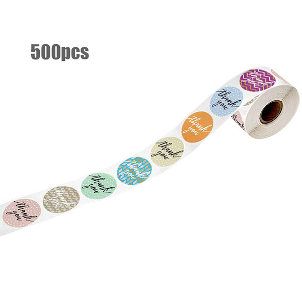 500 st/rulle 8 olika design Tack Lable Rund Tack