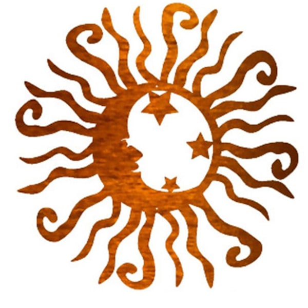 Smidd järnmetall sol dekoration sol måne metall väggkonst