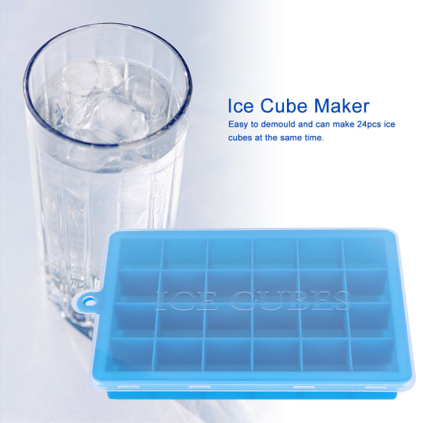 24-Cavity Square Ice Cube Form Pudding DIY Maker Silikon