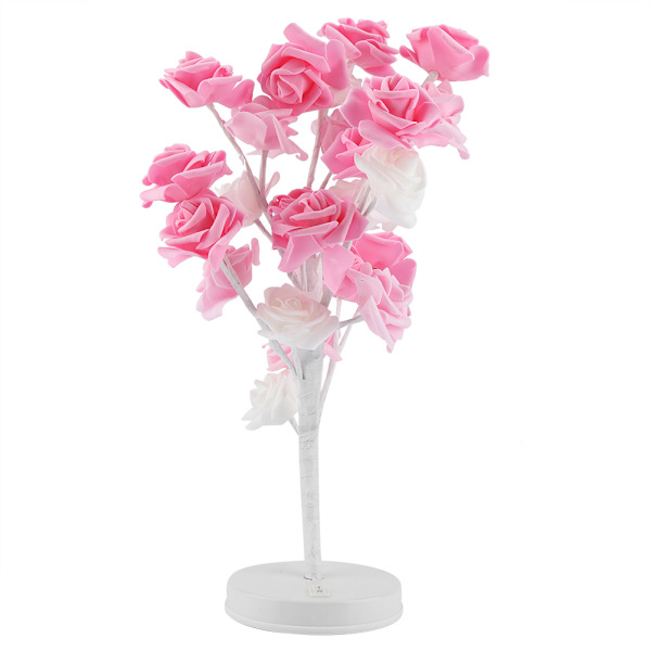 24LED bordslampa vacker romantisk ros blomma träd dekor
