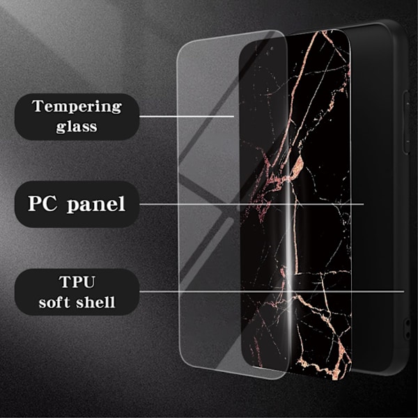 SKALO Xiaomi Redmi Note 13 5G Marmor Härdat Glas TPU-skal - Motiv 3 multifärg