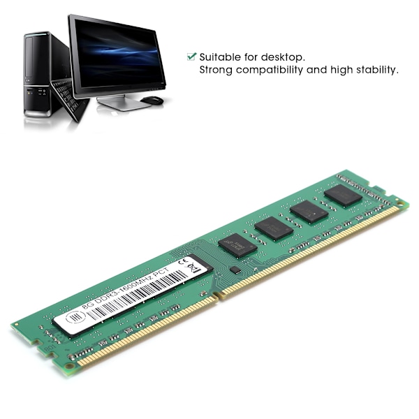 Minnesmodul Skrivbord Fullt Kompatibel Hög Stabilitet Elektronisk Komponent 8GB DDR3 1600MHZ