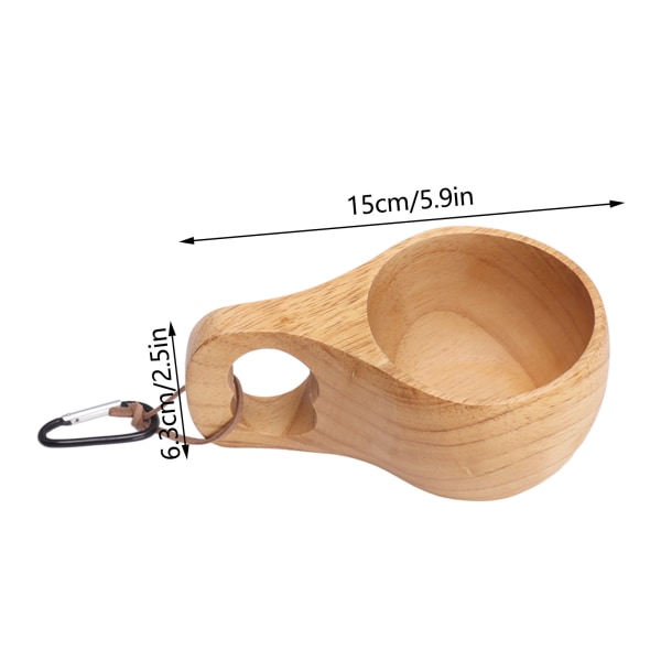 Trä Campingmugg Log Unik Trästruktur Bärbar Trä Mugg med