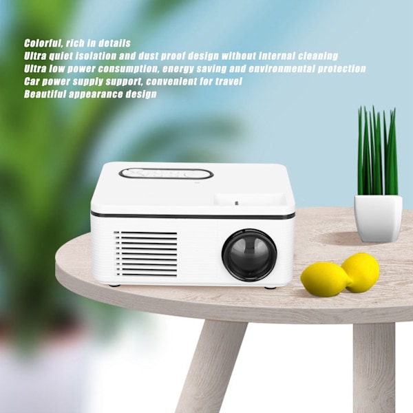 Mini Projektor Portabel 1080P LED Hemmabio för Hem- och Utomhusunderhållning 100‑240VUS-kontakt