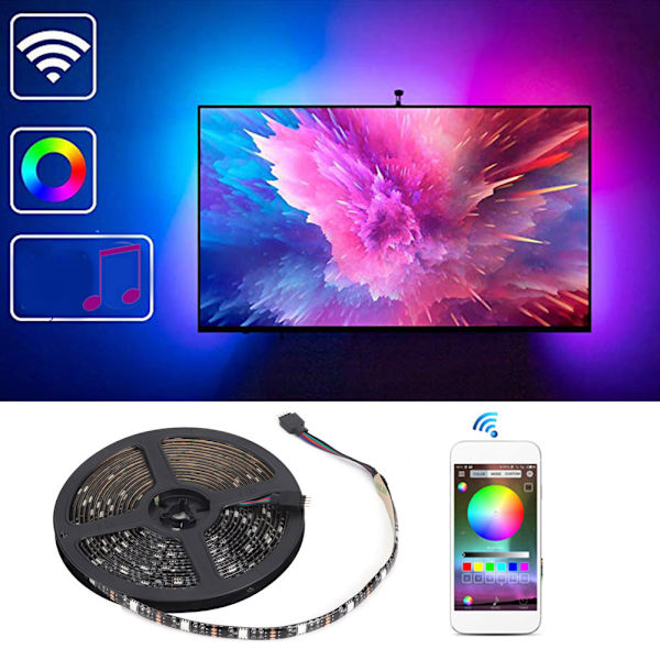 USB 5V 2m 60LED Strips Sensorljusband RGB-lampa Bluetooth-app