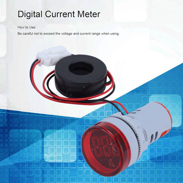 Digital Strömmätare Universal Amperemeter Signalindikatorlampa Ljus AC 220V AD16‑22DSARöd