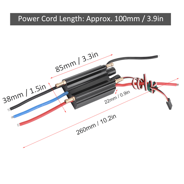 Avancerat RC-båthastighetskontrollsystem, 60A RC-båt ESC med metallskal för oöverträffad hållbarhet, nya kretsdesigner inbyggd Bec-switch Super