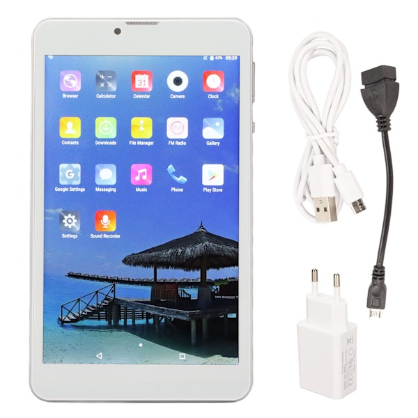 7 Tum Barnplatta för Android 10 2GB 32GB 5G Wifi Dual Band Octa Core IPS HD 3G Samtalstablett EU-kontakt 100‑240V Guld EU-kontakt