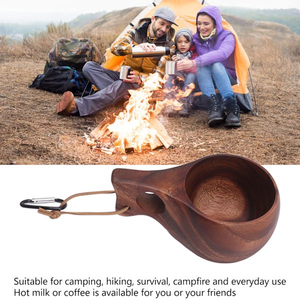 Trä Campingmugg Log Unik Trästruktur Bärbar Trä Mugg med