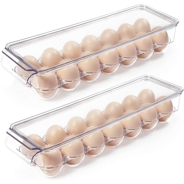 Ägghållare för kylskåp 2-pack, äggförvaring i plast