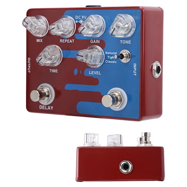 Distortion Delay Gitarr Effektpedal Digital med 3 Lägen CP‑68 DC9V Musiktillbehör