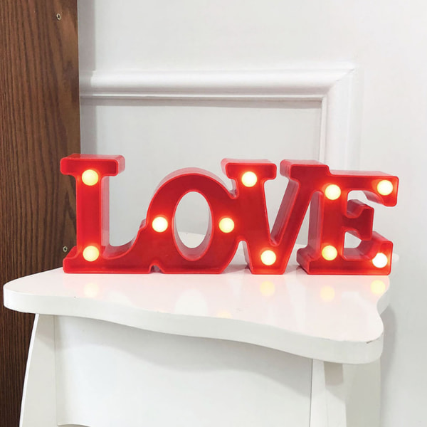 LED Nattljus Romantisk LOVE Ord Dekorativ Lampa för