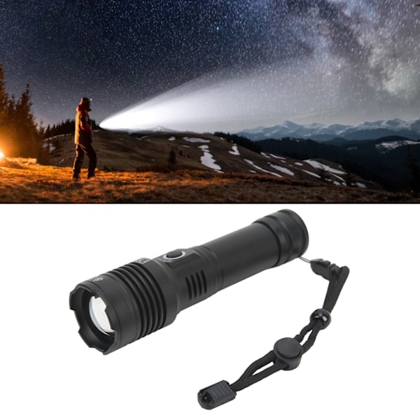 Bärbar Taktisk Ficklampa, Super Stark 1000Lm Hög Lumen Uppladdningsbar Ficklampa, Vattentät Zoombar LED-lampa, Fem Lägen Stöttålig Justerbar