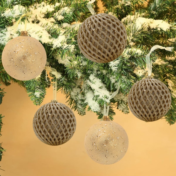 12 pcs Christmas Ball Ornaments 8cm Glitter Sequin Foam Ball