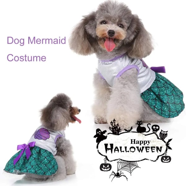 Dog Mermaid Costume Purple Shell Green Mermaid Tutu Puppy Dog