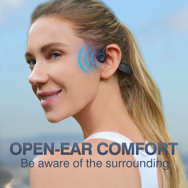 Bone conduction bluetooth headset in-ear öronkrok sport lång batteritid headset-röd