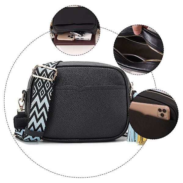 Crossbody-väskor för kvinnor, snygg axelväska med bred rem, daglig