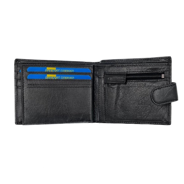 Plånbok i äkta läder, svenskt passform Svart one size