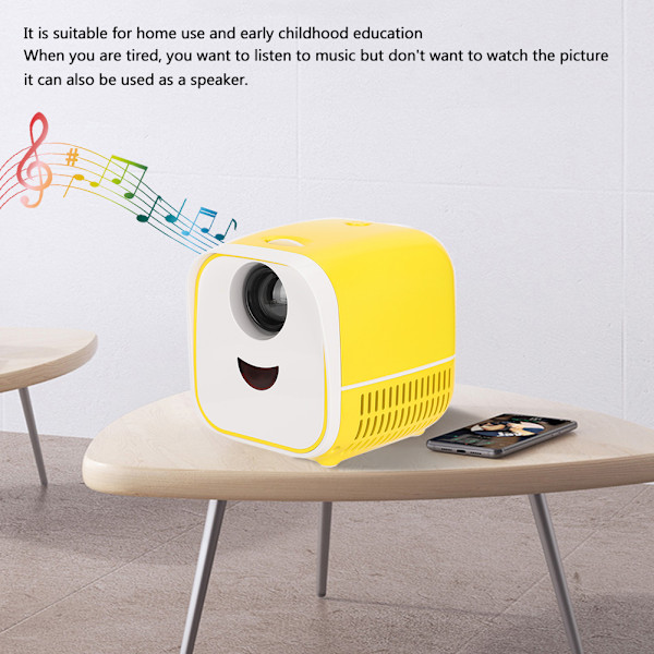 L1 Mini Portabel Projektor 100‑240V Gul 2000 LM Upplösning 480x320P Stereohögtalare AU-kontakt