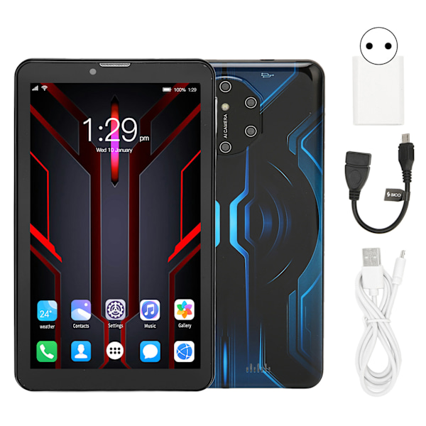 7-tums Tablet Blå 1960x1080 IPS 4GB 32GB MT6592 8 Kärnor CPU för Android 10 Dubbel Kamera 6000mAh Batteri Tablet PC 100‑240V EU-kontakt