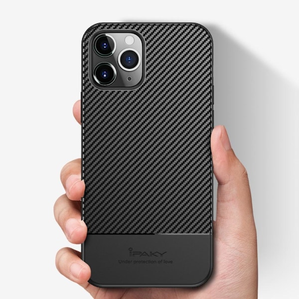 IPAKY Carbon Fiber Skal iPhone 12 Pro Max - Svart
