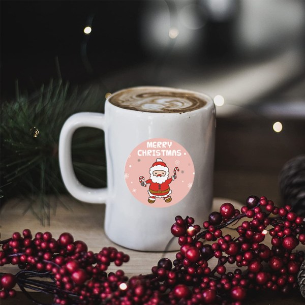 Merry Christmas Background Stickers in roll , Round Size