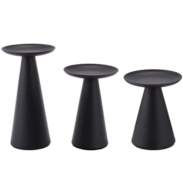 Black Candle Holders Set of 3 - Metal Candle Holders for Pillar