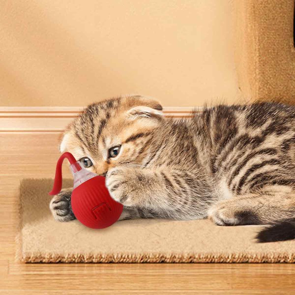 Interaktiv rullande boll, automatisk rullande boll interaktiv kattleksak, automatisk kattleksak, helautomatisk mobil hundleksak, elektrisk boll för hund/katt red