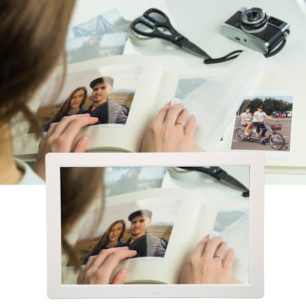 Digital fotoram 15,4 tum 1280x800 Full HD Timing Elektronisk bildram med fjärrkontroll 100‑240VUS-kontakt