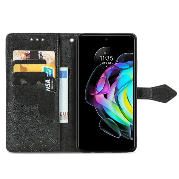 Mandala läder Motorola Edge 20 fodral - Svart Svart