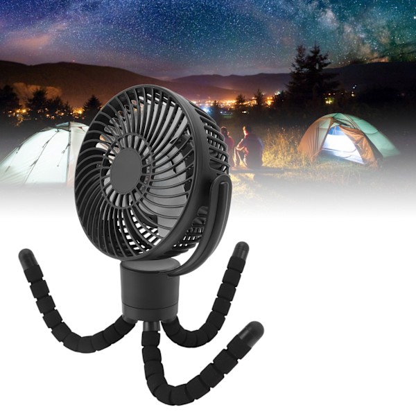 Mångsidig barnvagnsfläkt, portabel oscillerande minifläkt med flexibelt stativ för bekvämt grepp och 360° rotation, stark vind & lågt ljud för