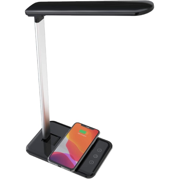 Led bordslampa med QI trådlös smart laddare. Hemmakontor