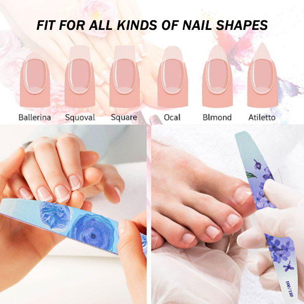 6 st nagelfil återanvändbar 100/180 grit dubbelsidig manikyr
