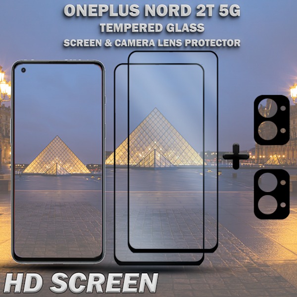 2-Pack ONEPLUS NORD 2T 5G Skärmskydd & 2-Pack linsskydd - Härdat Glas 9H - Super kvalitet 3D