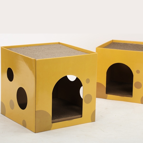 Kattklös Hus i Form av Ost Kartong Kattklösbräda Hus Intressant Kattgömställe för Vila och Lek