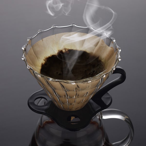 Värmebeständig glaskaffehäll med droppfilter