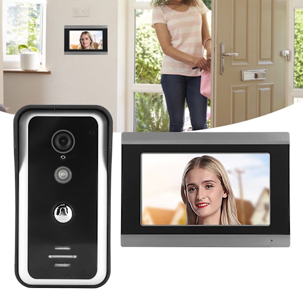7-tums Trådbunden Video Dörrklocka Snapshot Inspelningsstöd för TUYA APP 1080P WiFi Video Dörrklocka Kamera för IOS för Android AU-kontakt