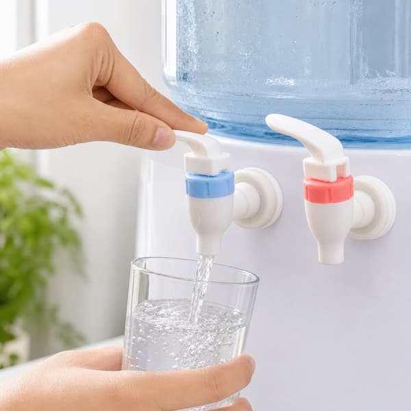 Universell tappkran i plast för vattendispenser, utbytesventil av trycktyp för vattenutlopp, munstycke för dryckesbehållare