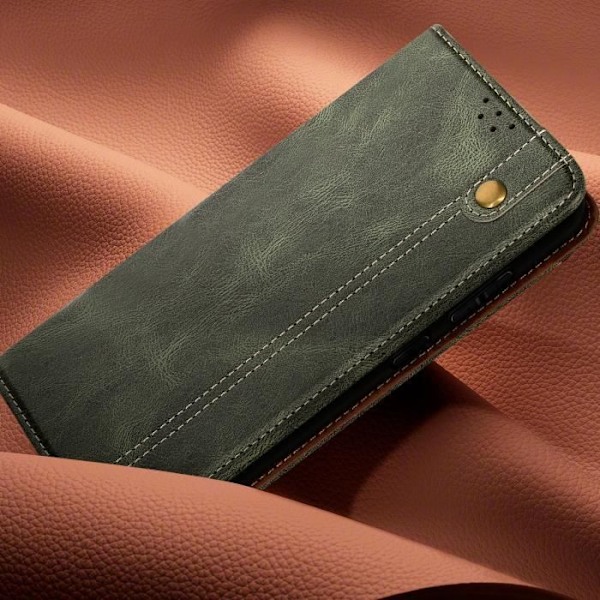Fodral till Samsung Galaxy S24 FE Flip Wallet med magnetsömmar Khaki Grön